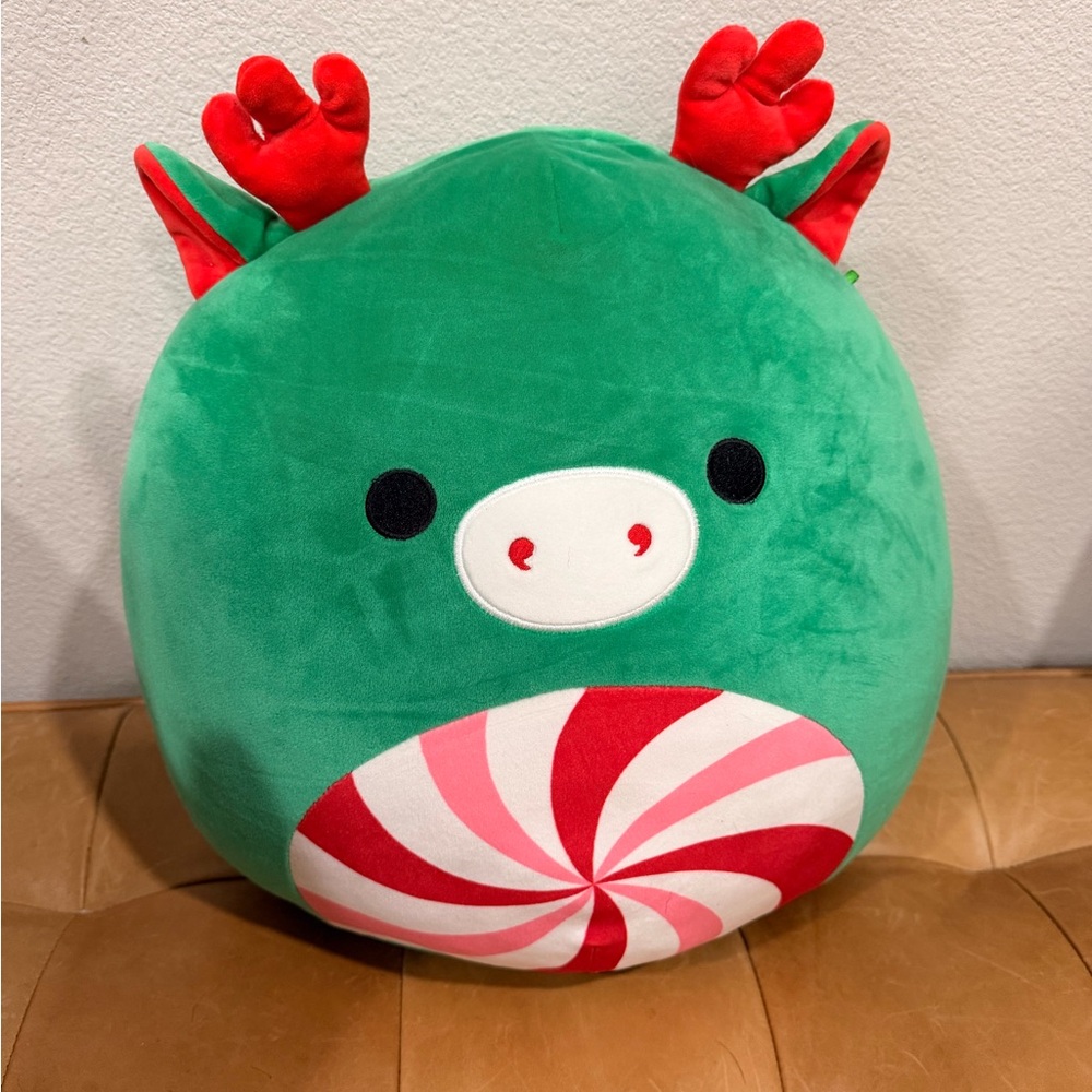 Squishmallows Holiday Cow Plush‎ Peppermint Belly Antlers 16 Inch